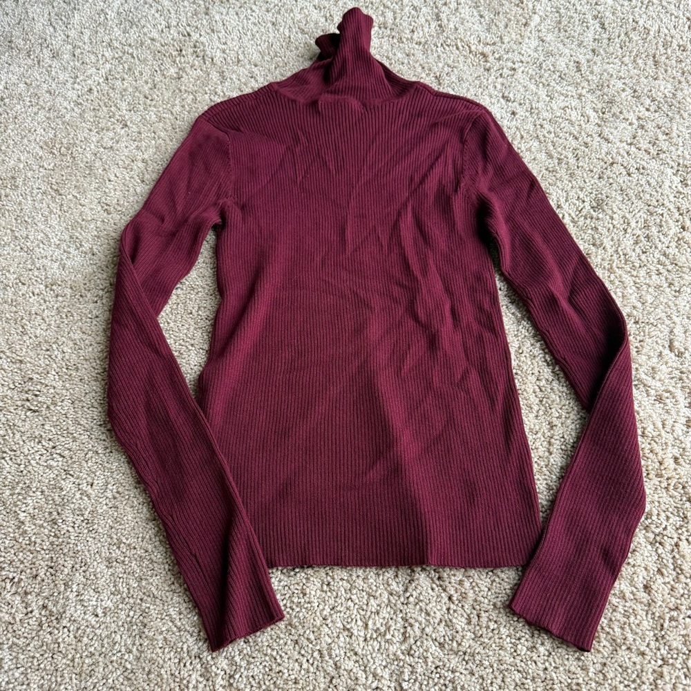 Active USA Women’s Size L Juniors Maroon Ribbed Knit‎ Top Turtleneck Cold